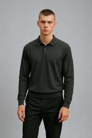 Fields Classics Pure Merino Wool Three-Button Collar Jumper – Machine Washable with Woolmark Certification