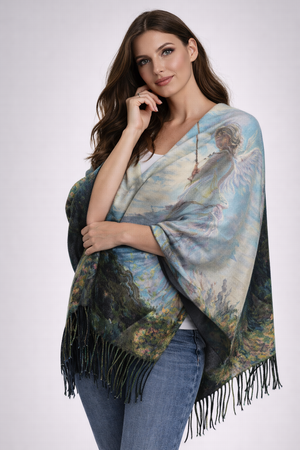 Luxury Pure Cashmere Scarf / Shawl Oil Painting Pattern