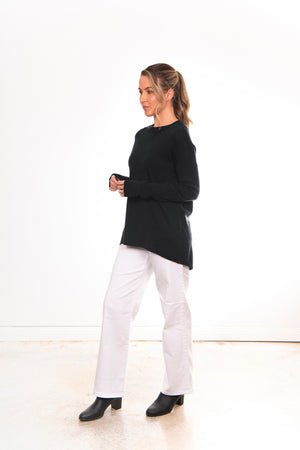 HIGH NECK PULLOVER WITH TEXTURED BACK