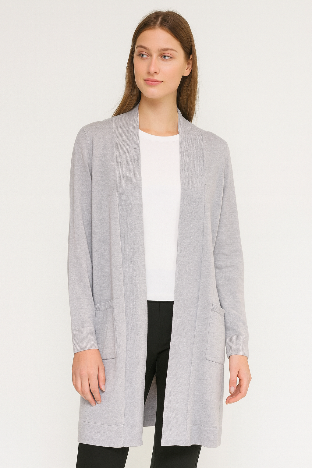 Longline Cardigan with pockets Pure merino wool Machine washable