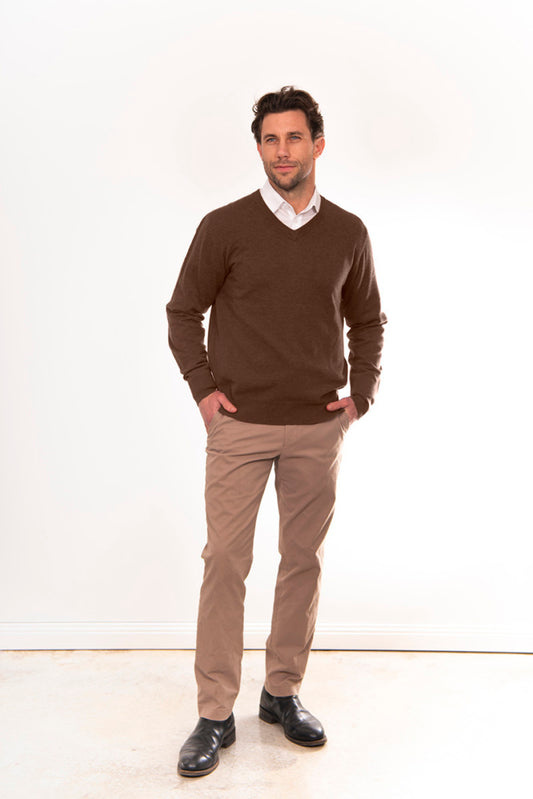MERINO/ CASHMERE ESSENTIAL VEE NECK PULLOVER