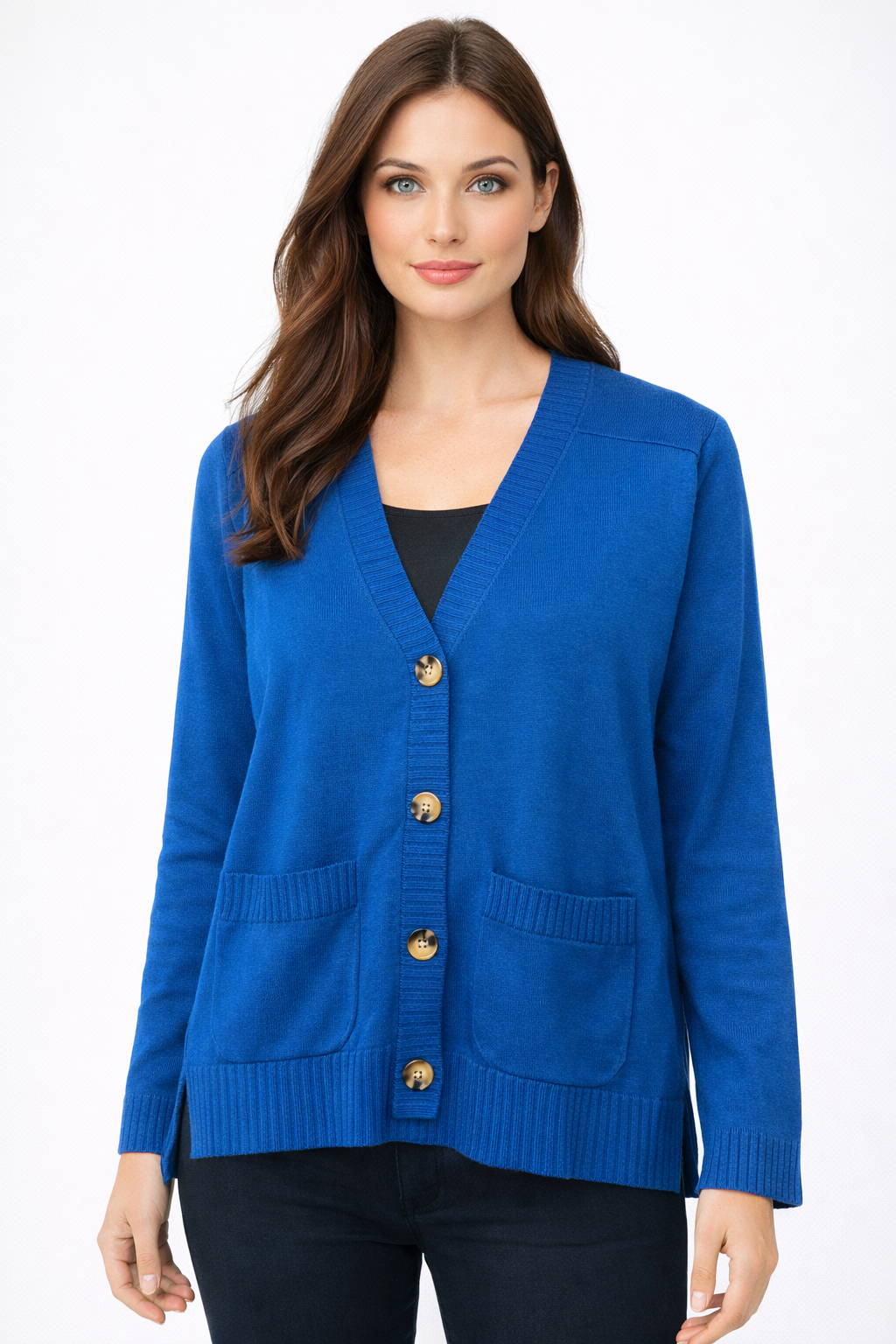 COTTON/ CASHMERE VEE NECK CARDIGAN