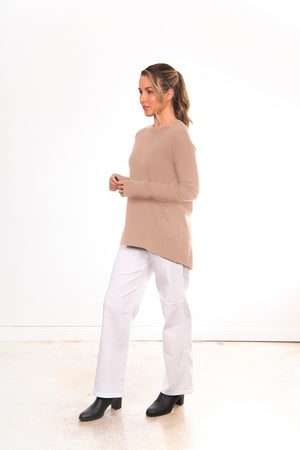 HIGH NECK PULLOVER WITH TEXTURED BACK
