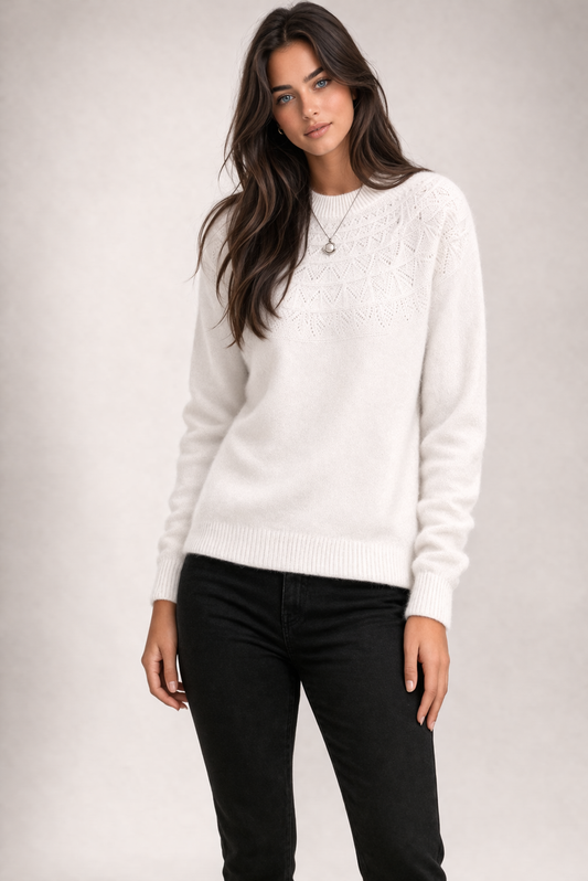 Pure Wool Mock Neck Half Pattern Knit on Australia