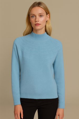 Pure Wool Mock Neck Half Pattern Knit on Australia