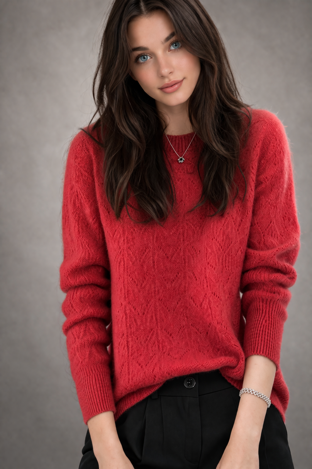 100% MERINO WOOL RIBBED SWEATER CREW NECK