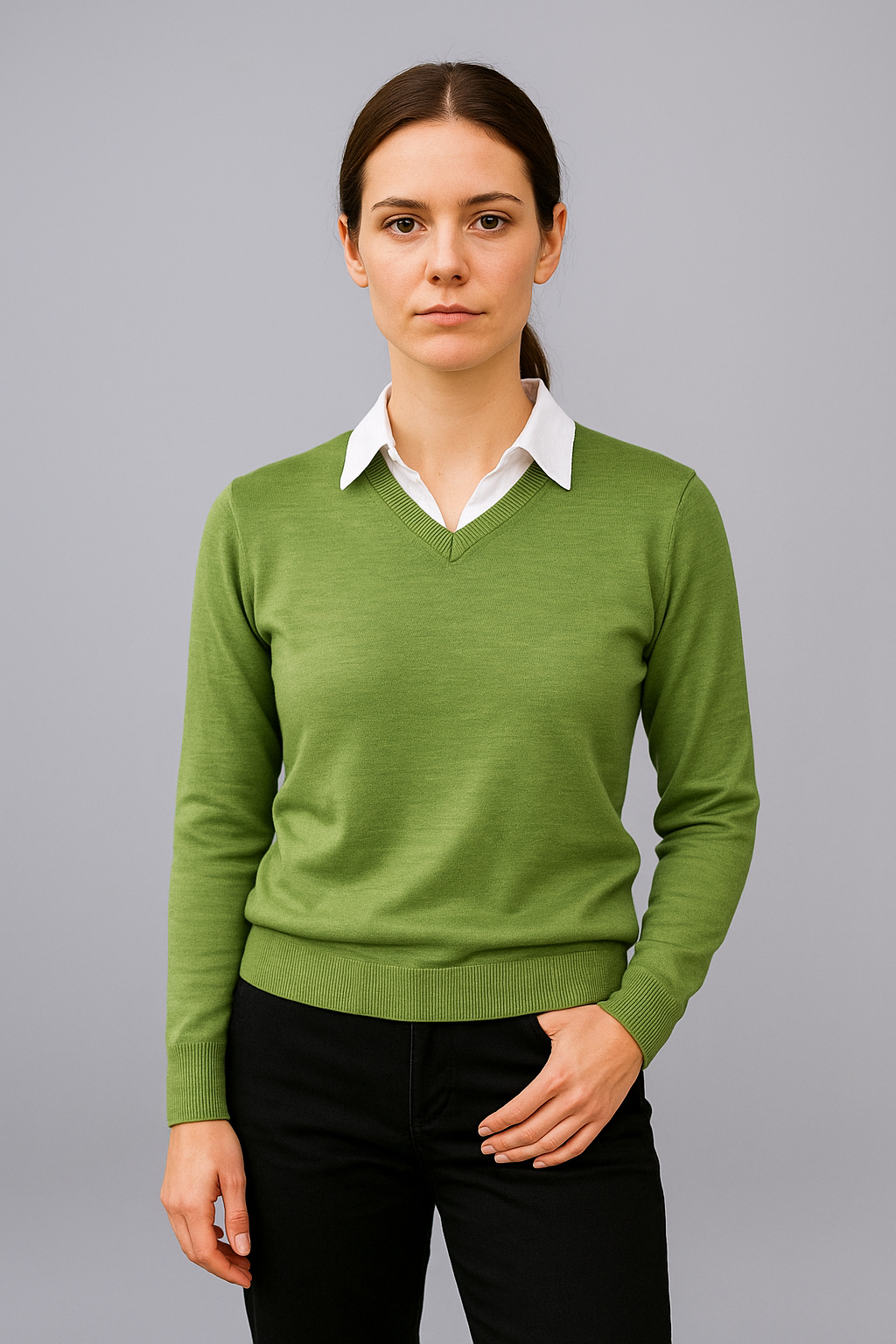 ANSETT knitwear V-Neck Jumper Fine Gage