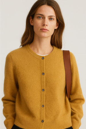 PURE CASHMERE CREW CARDIGAN