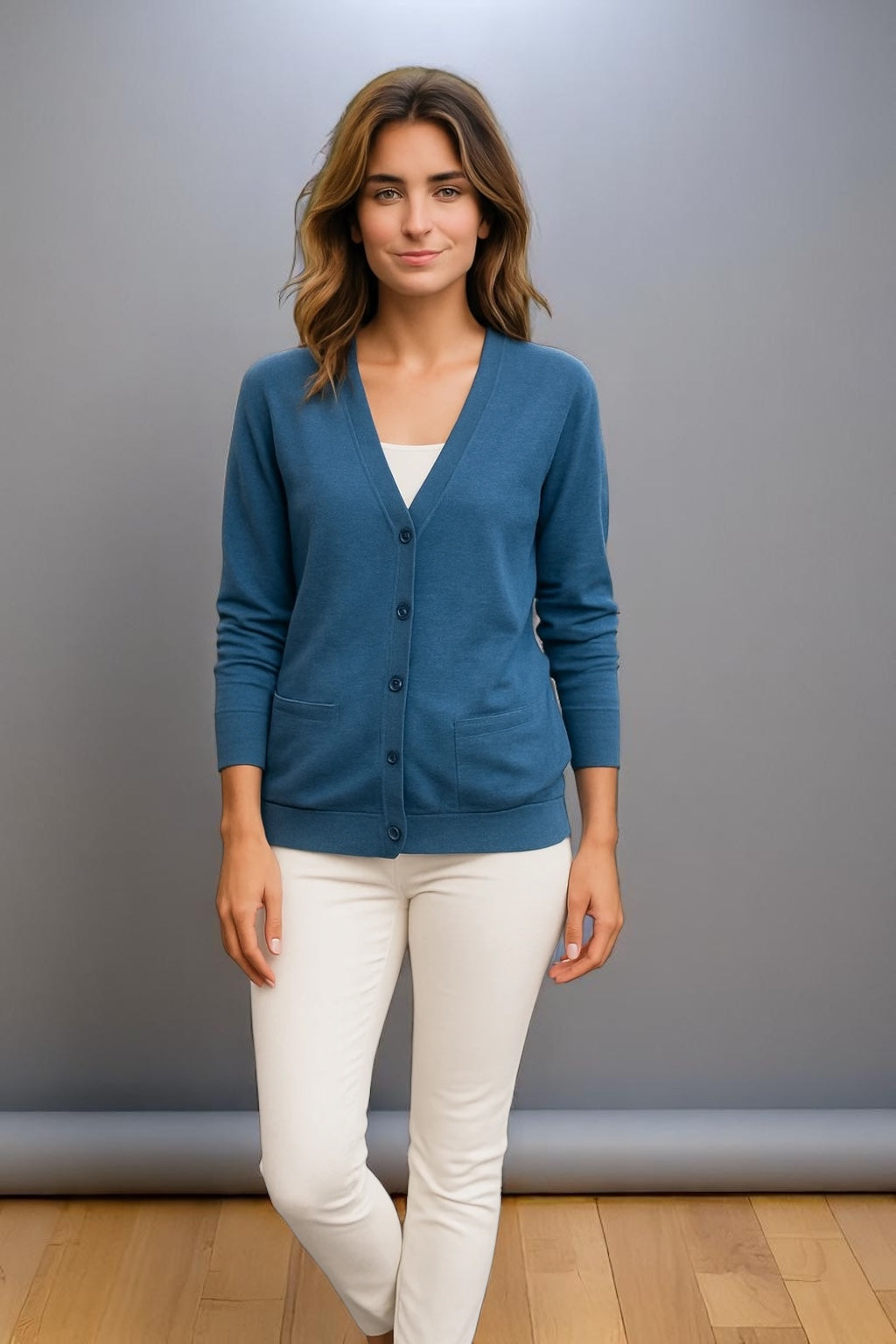 Sovrano deep Vee cardigan with pockets pure merino