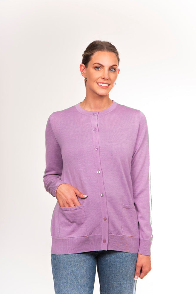 CLASSIC CARDIGAN WITH POCKETS only S in lilac available