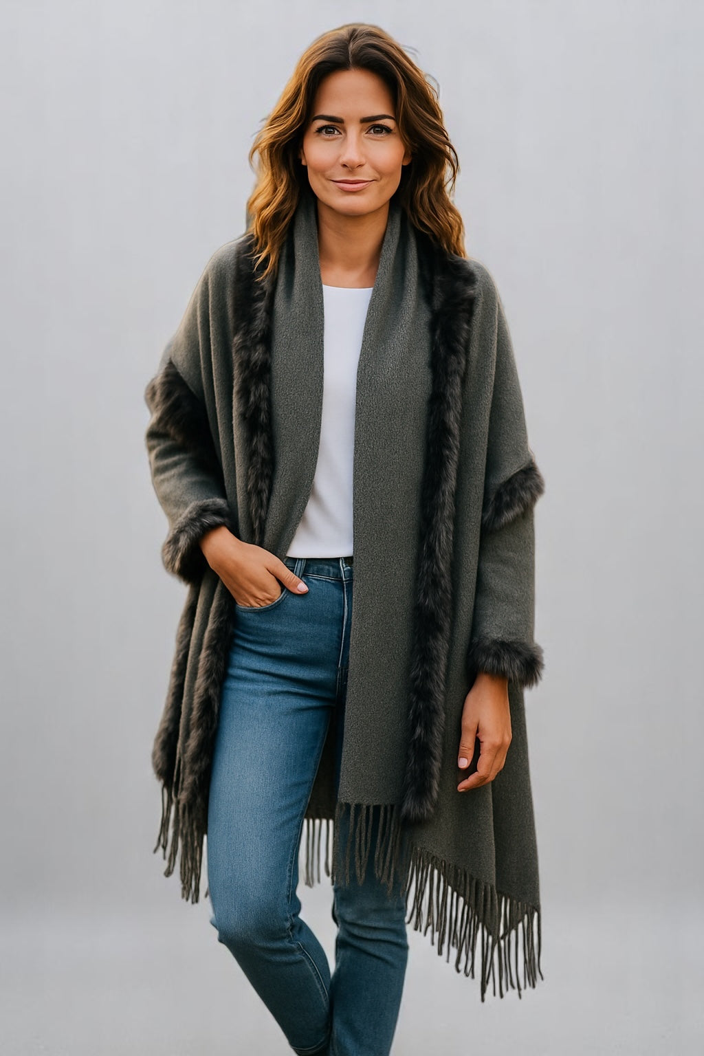 UGG Australian Merino Wool and rabbit fur shawl/ Scarf / wrap