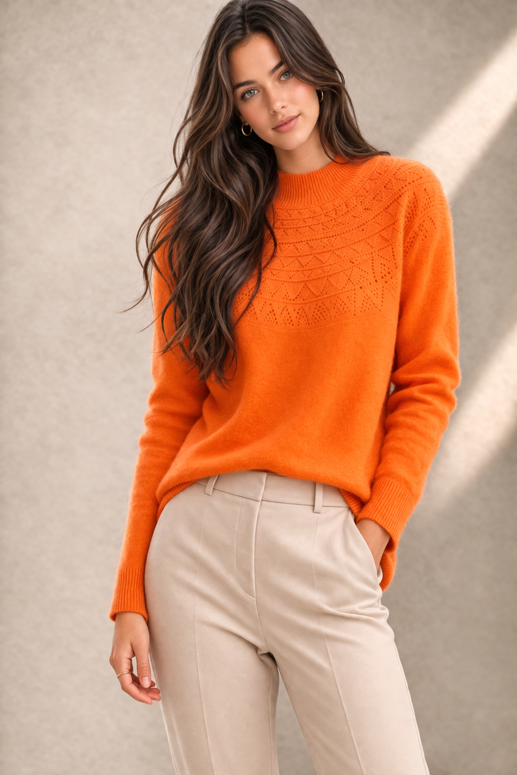 Pure Wool Mock Neck Half Pattern Knit on Australia