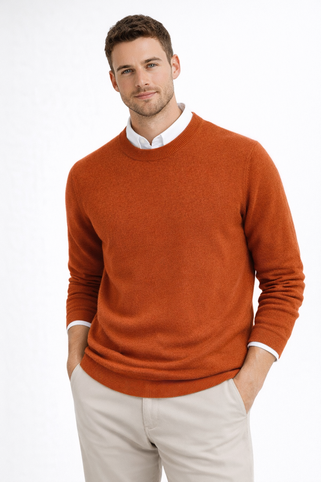 Men 100% Cashmere Crew Neck Pullover