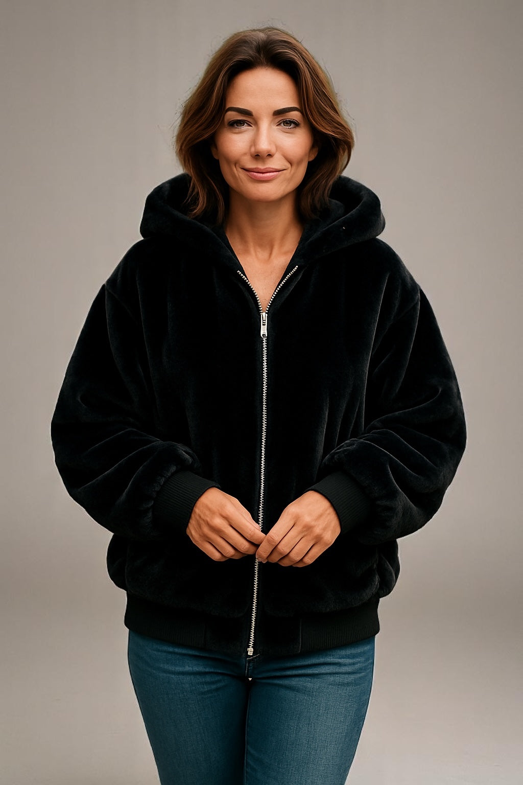SABENA REVERSIBLE FAUX FUR BOMBER JACKET