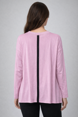 PURE WOOL CREW OVERSIZED PULLOVER WITH BUTTONS BACK