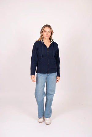 Zip Front Hoodie With Stripe Trim