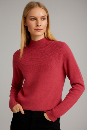 Pure Wool Mock Neck Half Pattern Knit on Australia