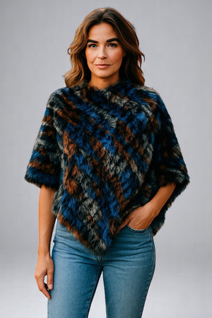 Angora Fur Knitted Natural Fur Poncho