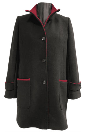 KESTA LONG LINE TWO TONE FUNNEL NECK COAT MADE IN UK