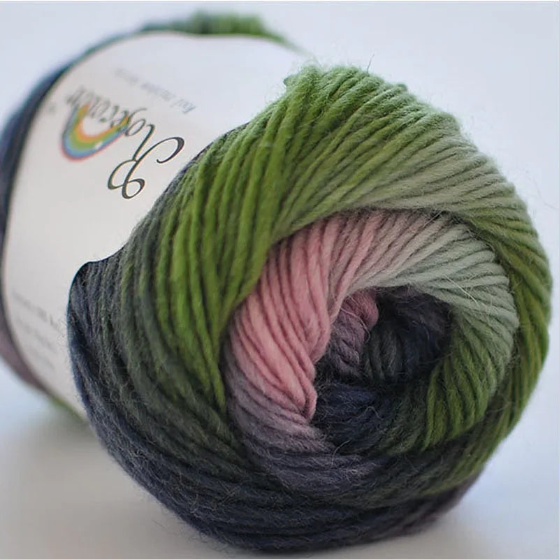 100% Wool Yarn Rainbow colour 50G