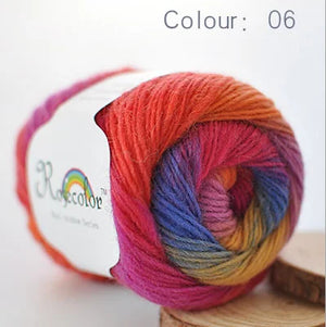 100% Wool Yarn Rainbow Color