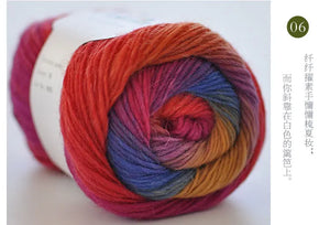 100% Wool Yarn Rainbow Color