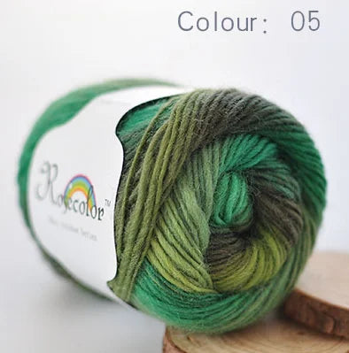 100% Wool Yarn Rainbow colour 50G