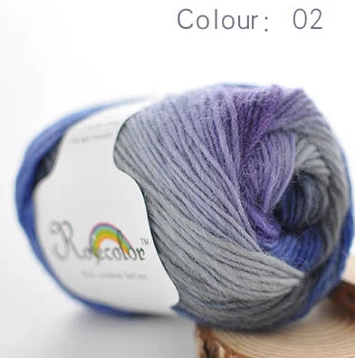 100% Wool Yarn Rainbow colour 50G