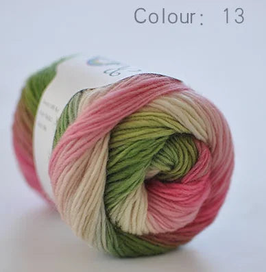 100% Wool Yarn Rainbow colour 50G