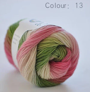 100% Wool Yarn Rainbow colour 50G