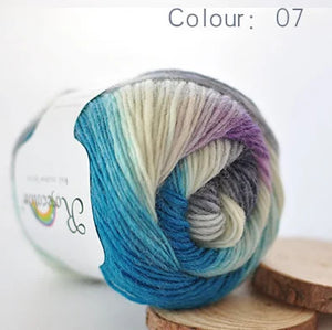 100% Wool Yarn Rainbow colour 50G