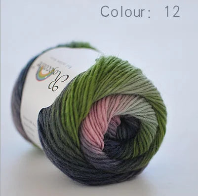 100% Wool Yarn Rainbow colour 50G