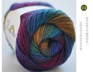 100% Wool Yarn Rainbow Color