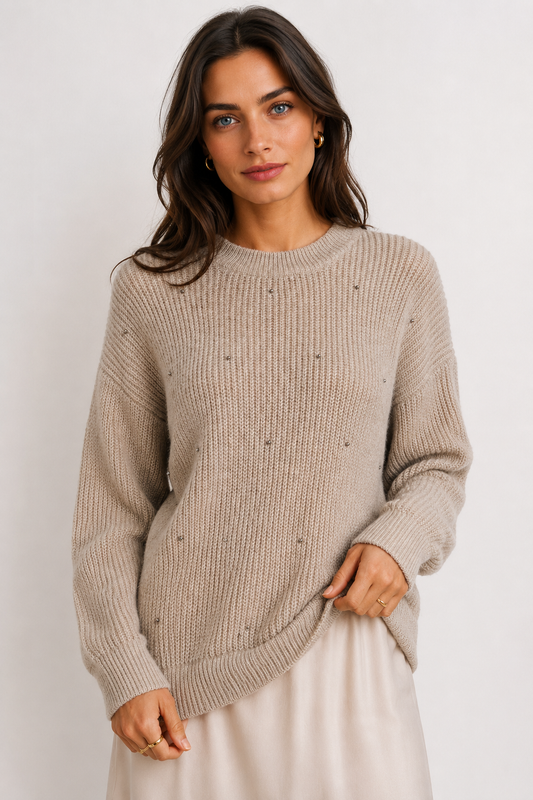 Bella Dahl beaded Crew Neck Sweater, knitwear at Knit-On Australia