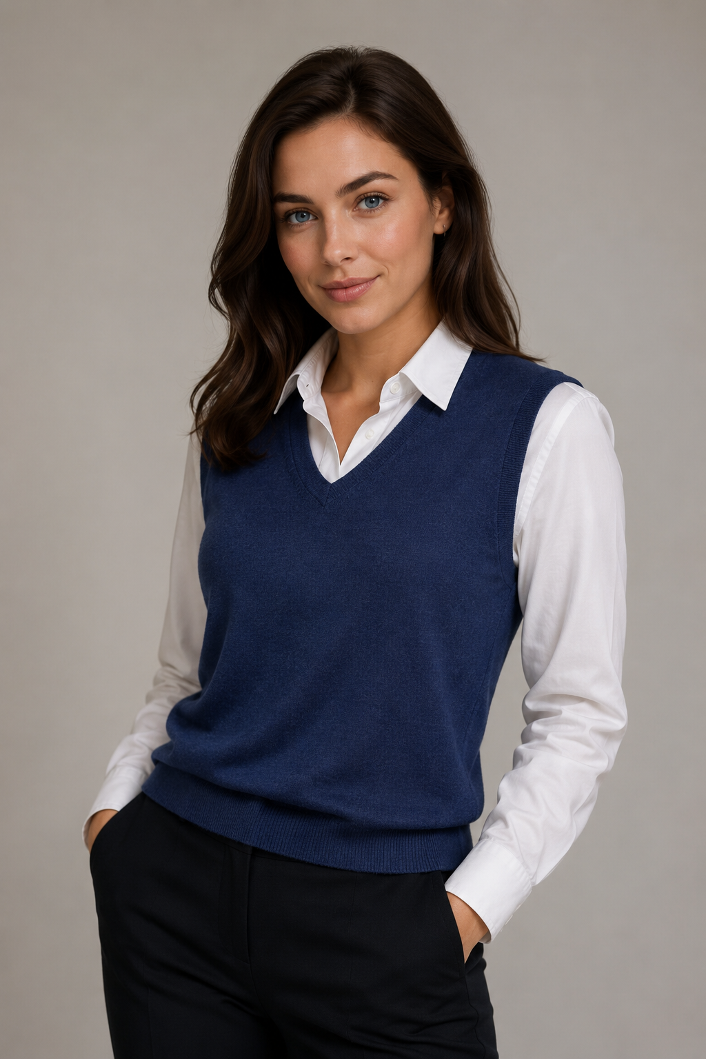 Pure Merino Wool Vest V-neck Fine Gage Ansett, view 4