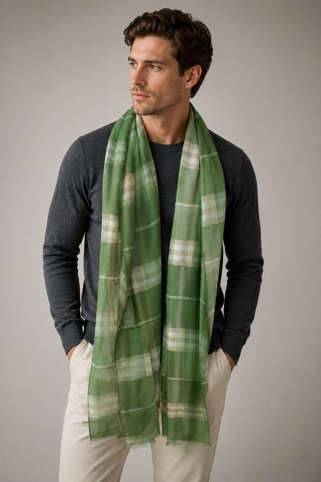 UNISEX EXTRA FINE PURE CASHMERE PATTERNED SCARF
