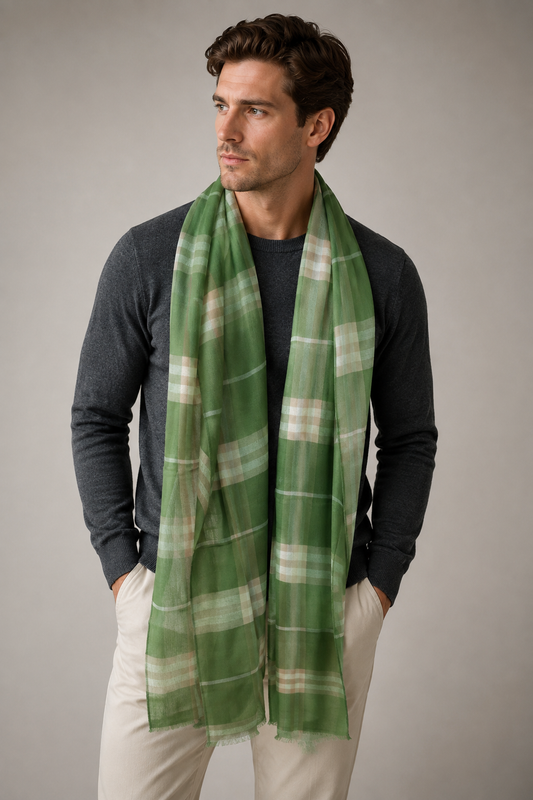UNISEX EXTRA FINE PURE CASHMERE PATTERNED SCARF