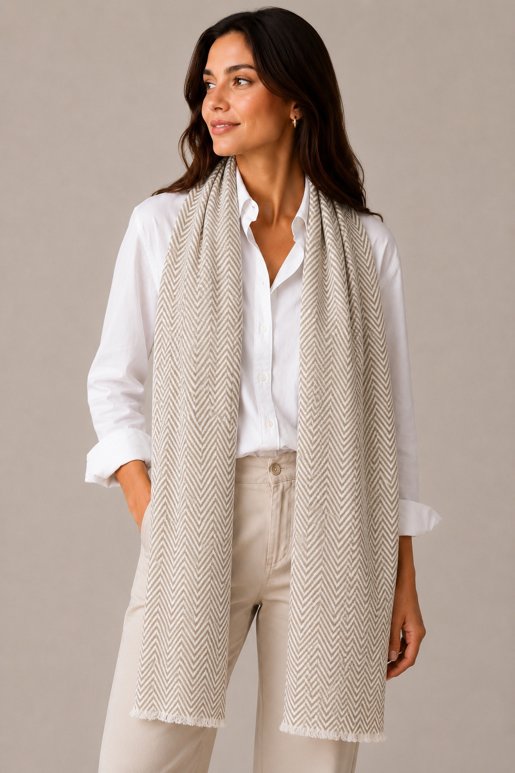 100% CASHMERE PATTERNED SCARF