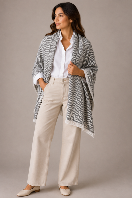 100% CASHMERE PATTERNED SCARF
