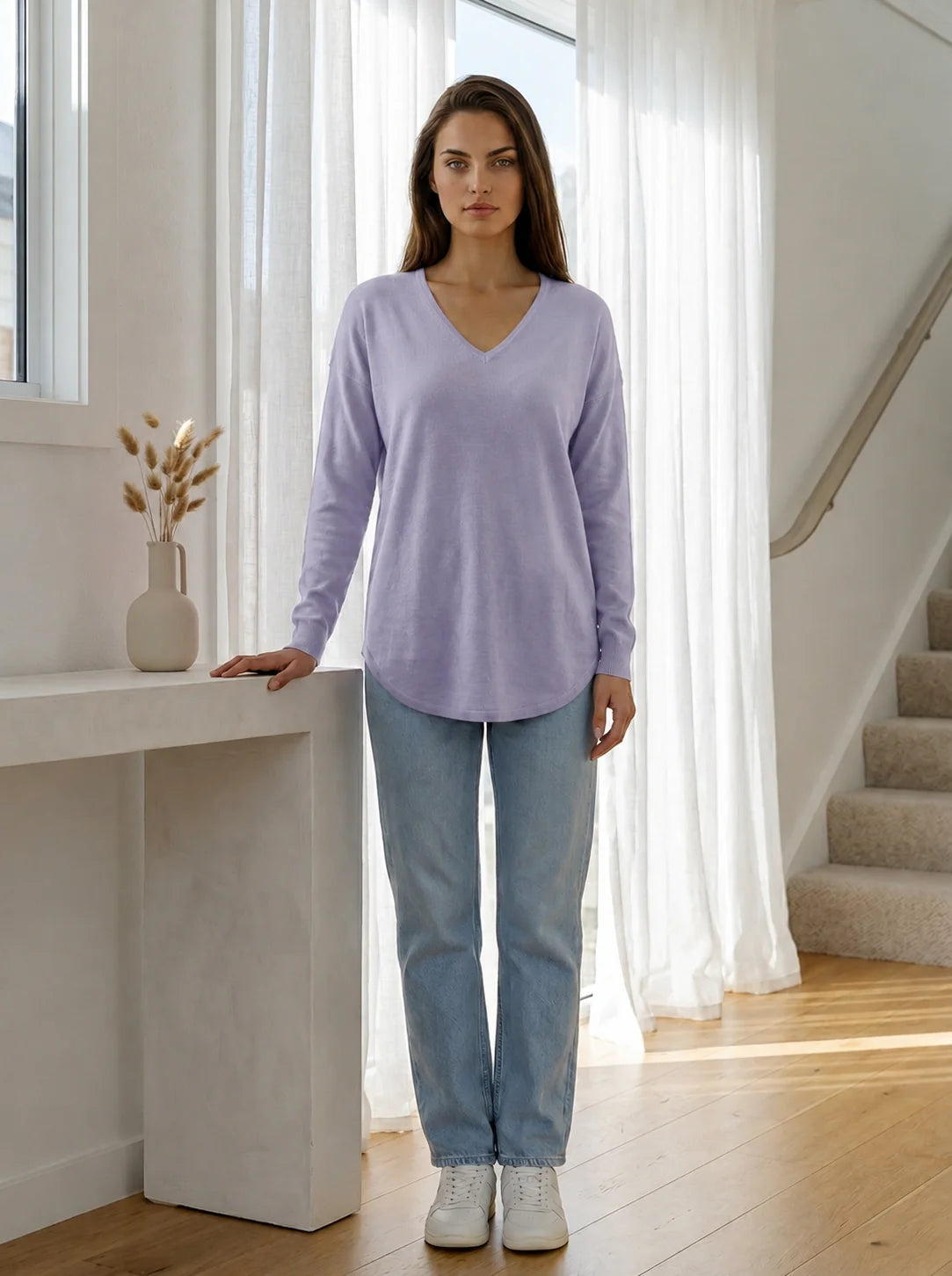 Bridge & Lord - Queen Vee Curved Hem Pullover