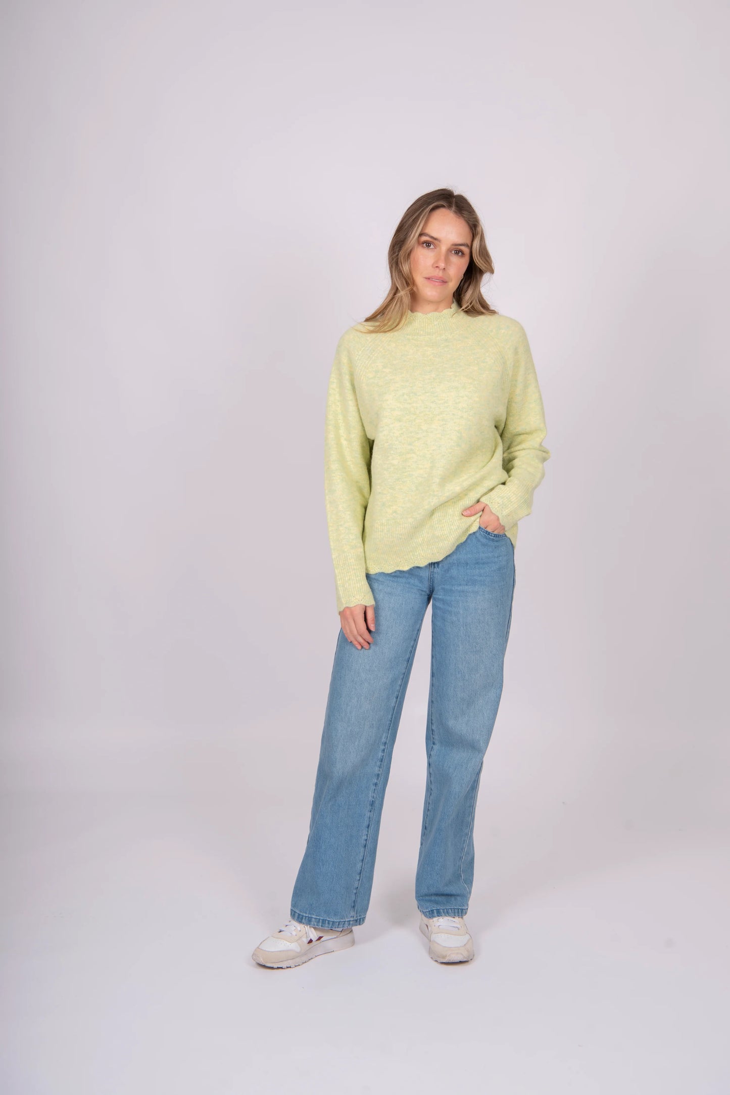 Fields - Pointelle Rib Trim Pullover