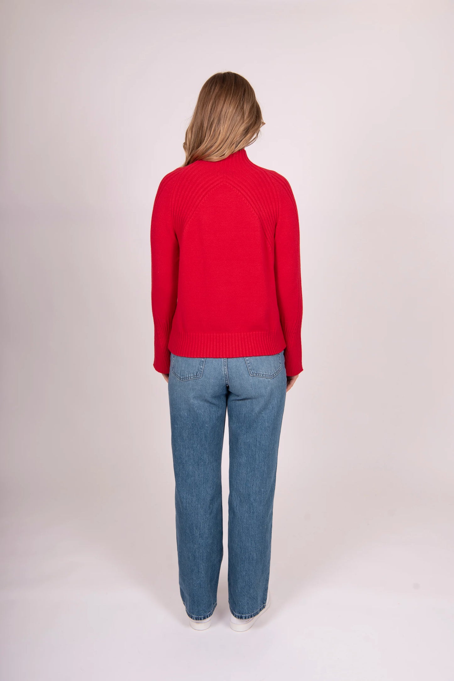 Bella - High Neck Rib Vee Pullover