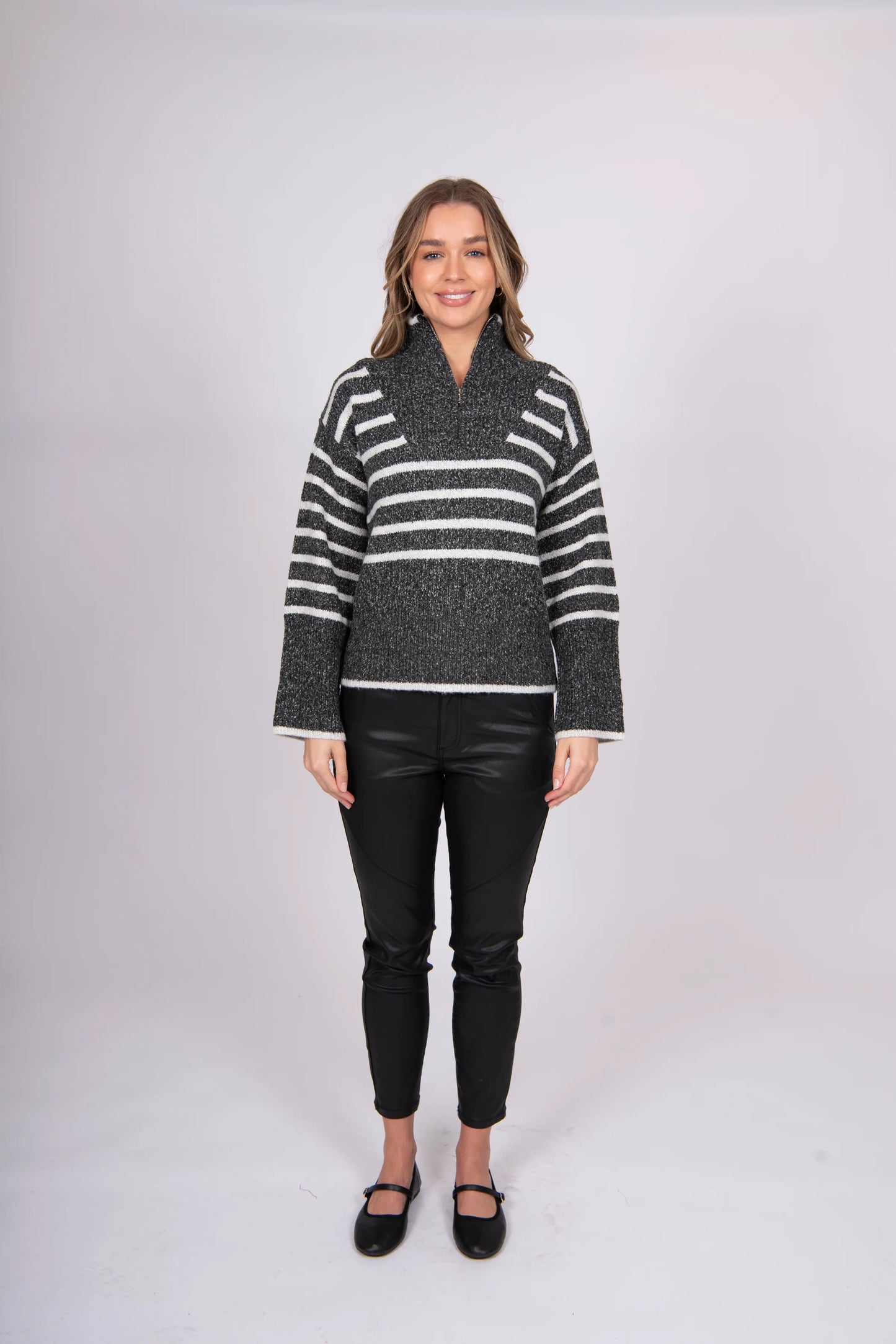 Bella - Striped Quarter Zip