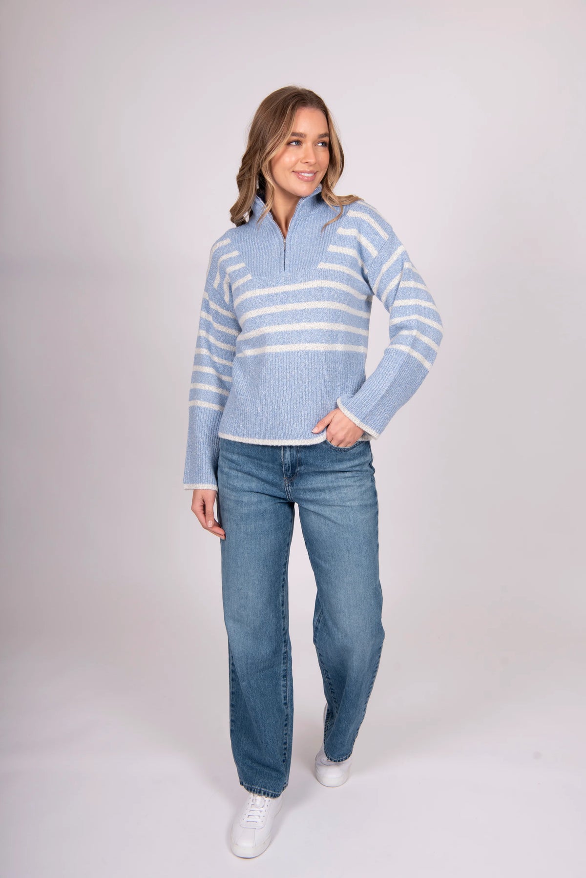 Bella - Striped Quarter Zip
