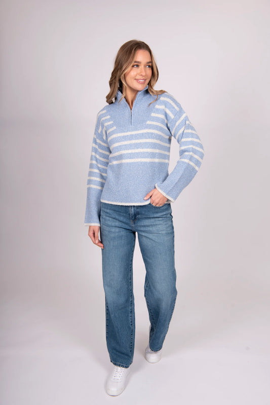 Bella - Striped Quarter Zip