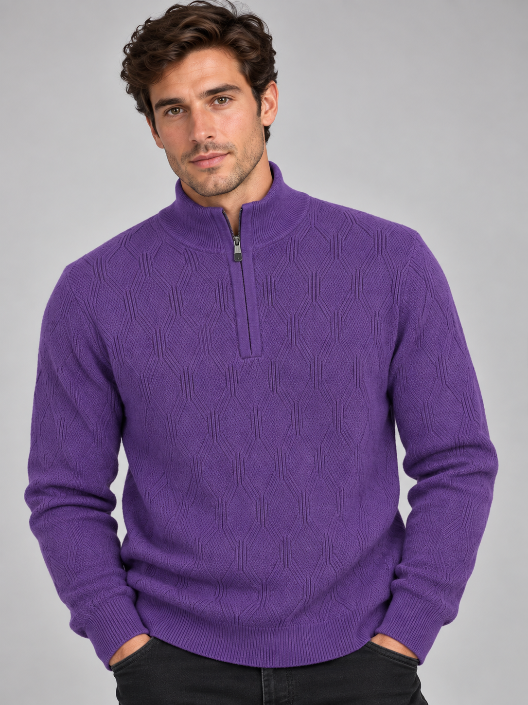 1/4 Zip Pattern Pullover