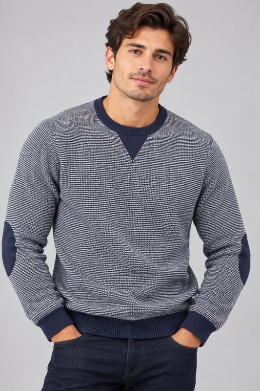 ELBOW PATCHES CREW NECK PULLOVER