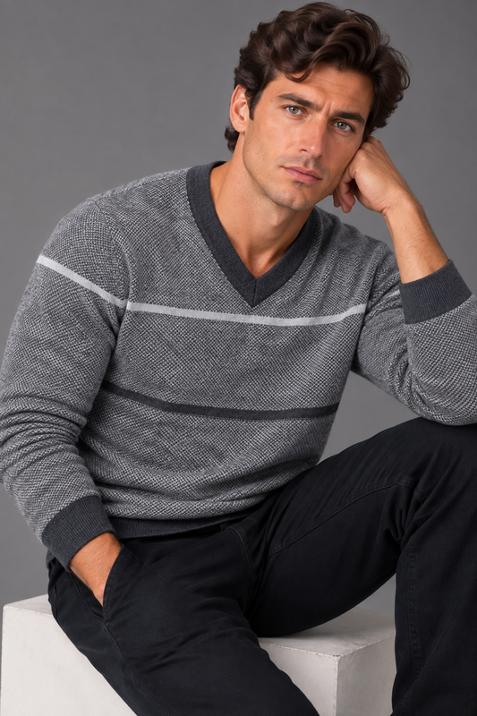 V neck pullover stripes