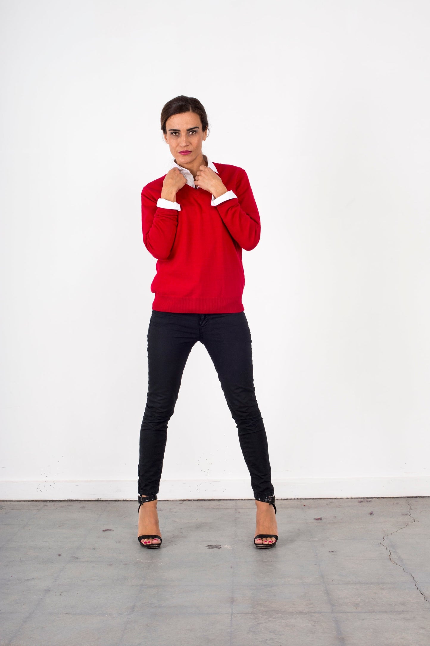 Sovrano Ladies Pure wool deep Vee neck pullover