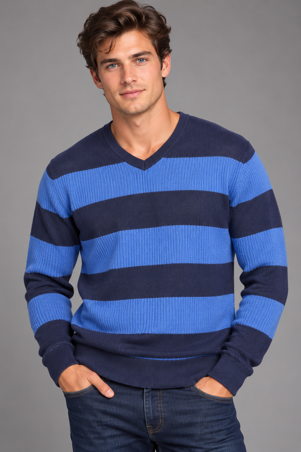 V neck pullover stripes